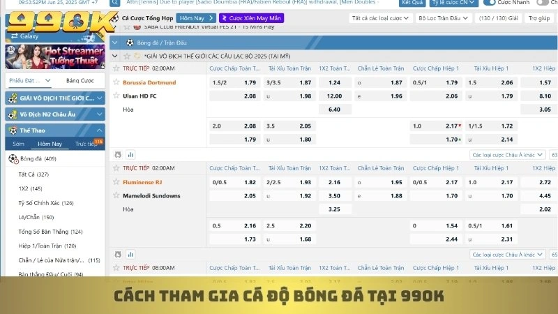 Cách tham gia cá độ bóng đá tại 99ok