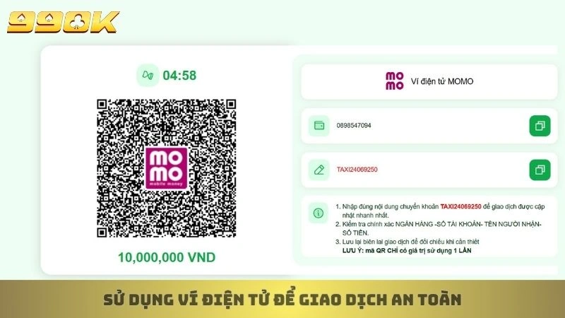 Sử dụng ví điện tử để giao dịch an toàn