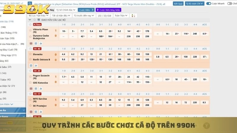 Quy trình các bước chơi cá độ thể thao trên 99ok